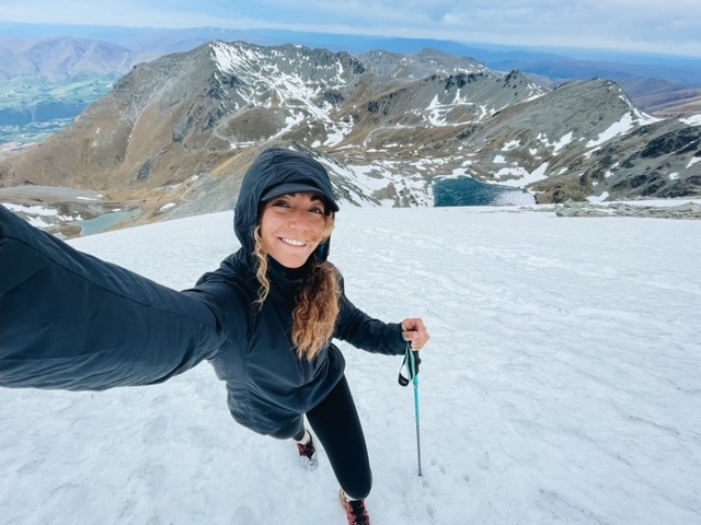 Selfie of Paulina hiking The Remarkable's, New Zealand