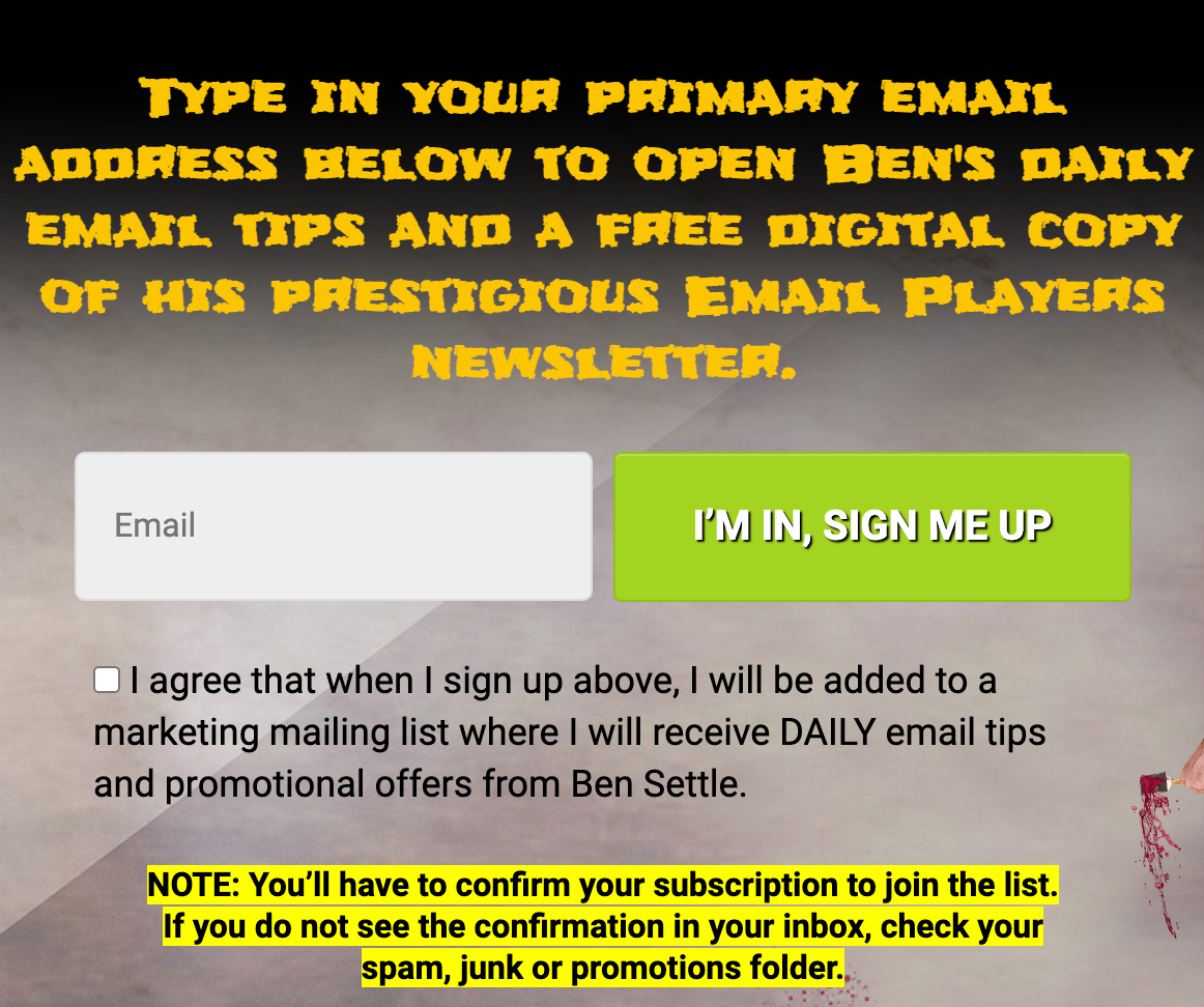 Email marketing opt-in form
