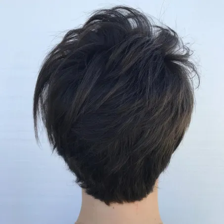 Short Feathered Tapered Cut Pixie Haircuts For Thick hair