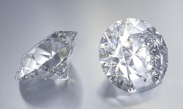 Photo classic cut diamonds on a gray background 3d render