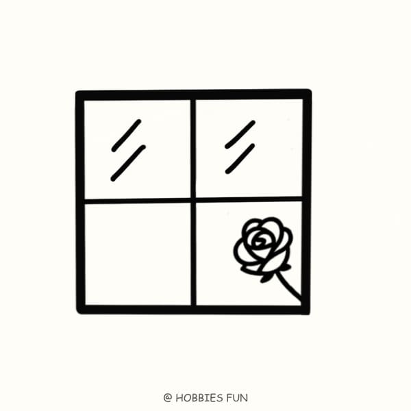 Cute rose drawing, Rose by the Window