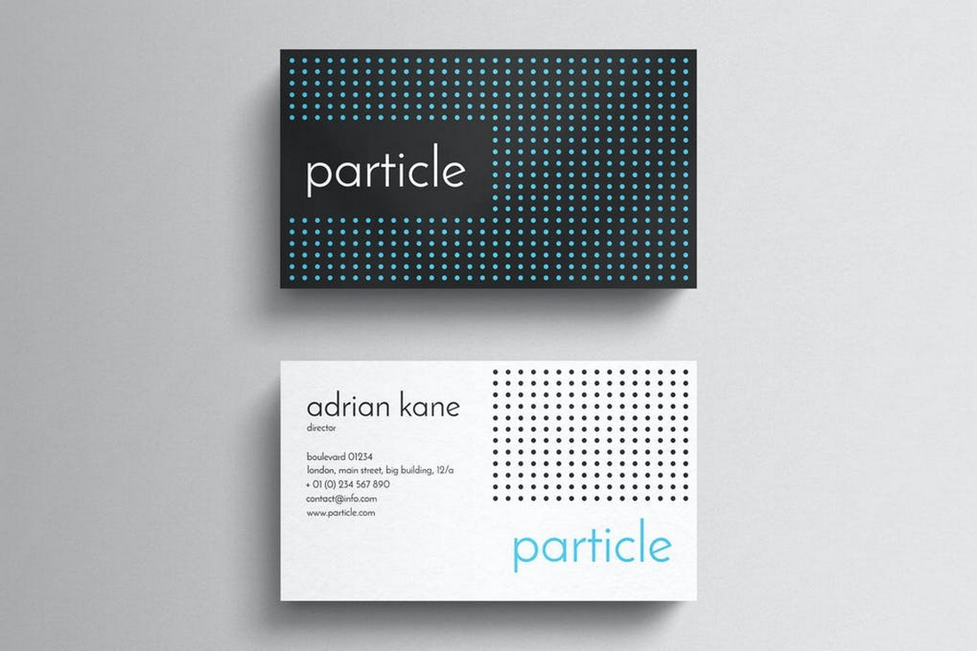 A business card using traditional dimensions.
