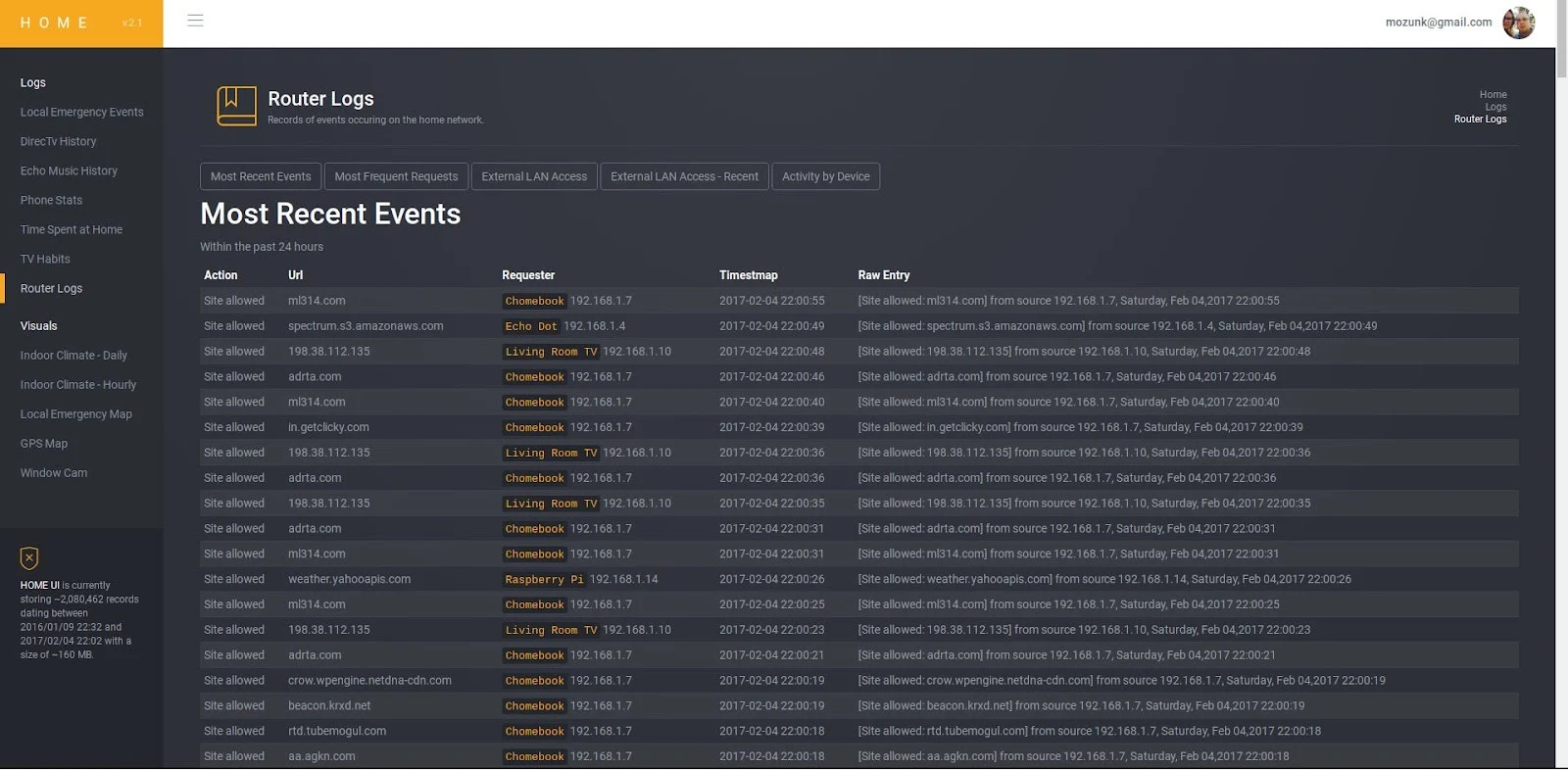 a screenshot of router logs
