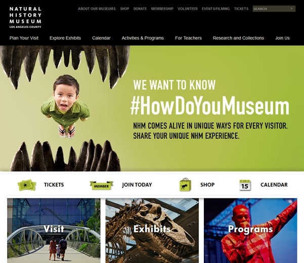web del museo de historia natural de Los Angeles