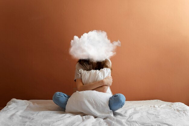 Person with cloud-shaped head symbolizing ADHD.