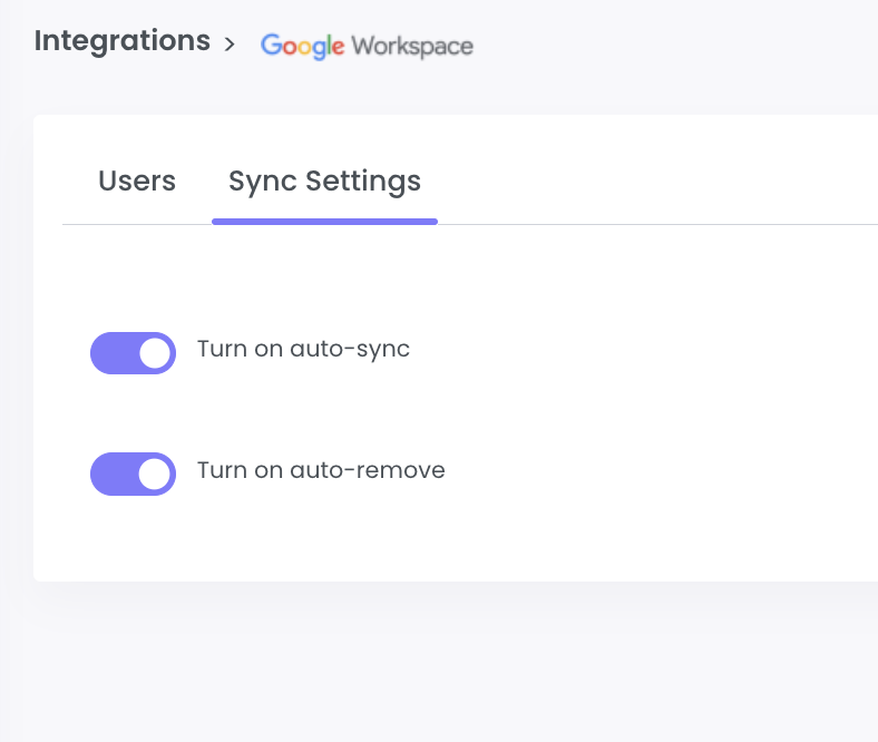 Sync Settings on Google Workspace Integration with WebWork