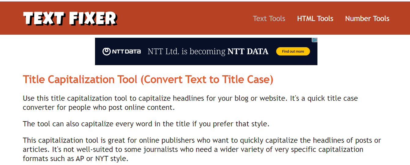 TextFixer's Title Capitalization Tool