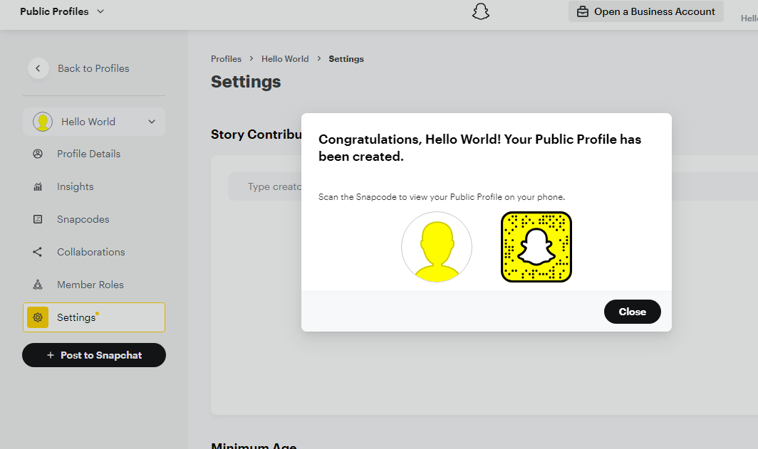 snapchat business account