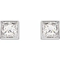 14K White Gold 1/5 CTW Natural Diamond Bezel-Set Earrings