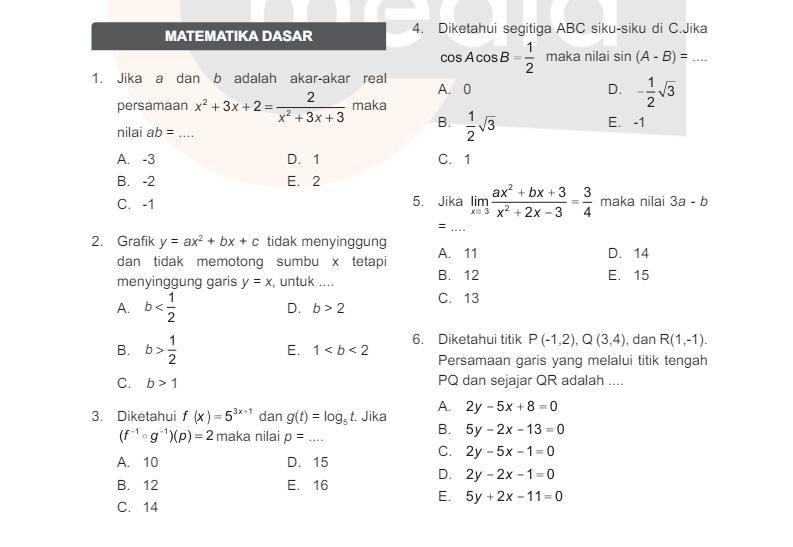 Contoh Soal Tes Kemampuan Dasar Umum