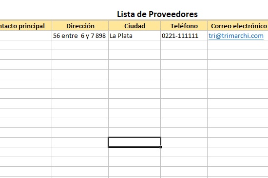 Plantilla de lista de proveedores