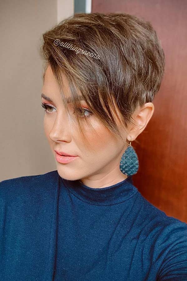 Short Haircut with Long Side Bangs