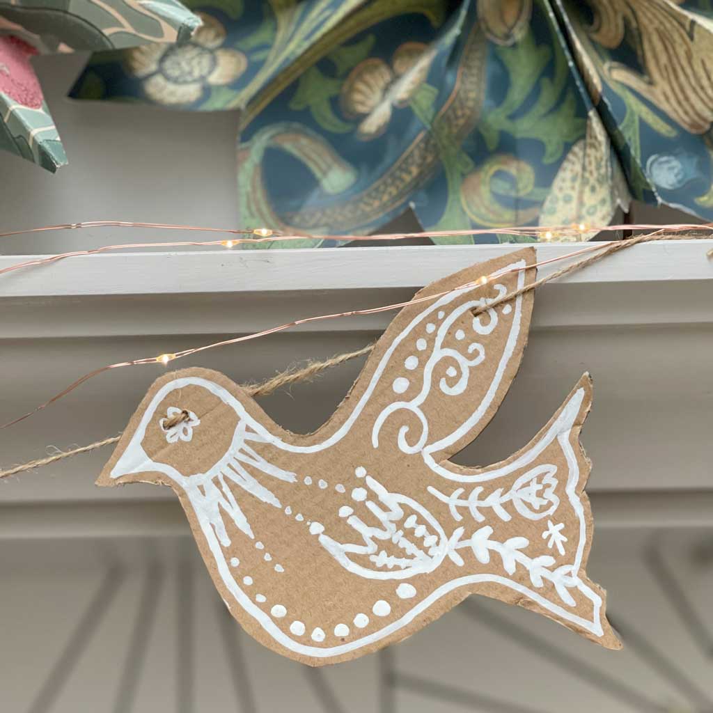 Cardboard Dove Christmas Garland - The Listed Home
