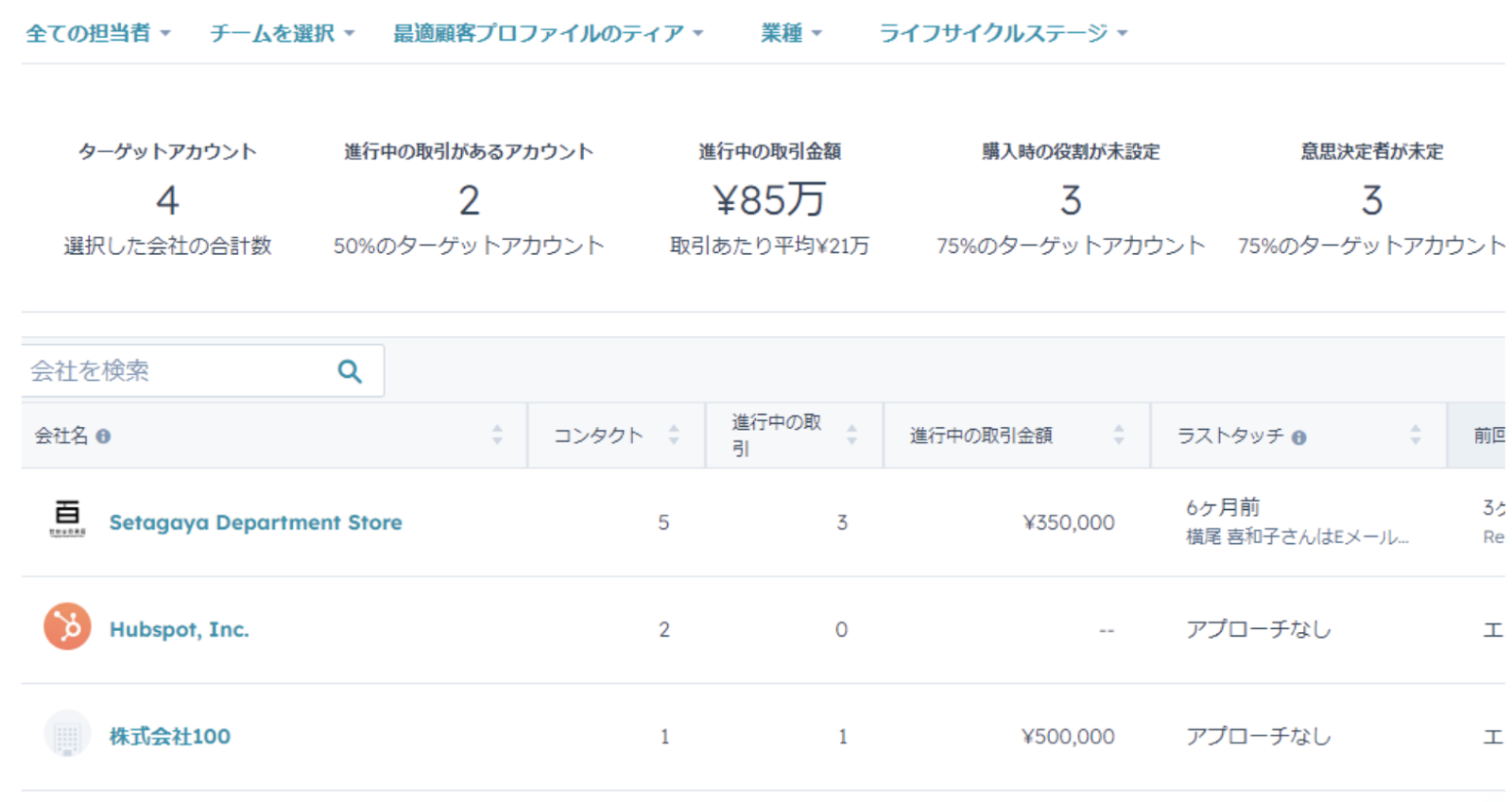 HubSpot ABM ターゲット企業情報一元管理