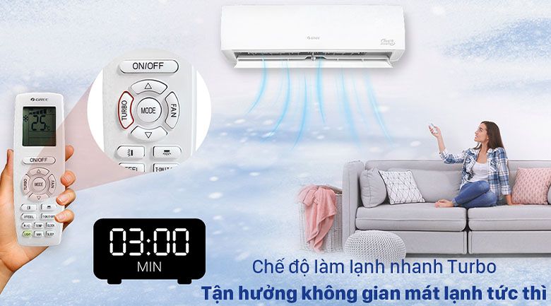 Dàn lạnh Multi Gree Inverter 0.8 HP GWC07AAB-K6DNA1B - Làm lạnh nhanh