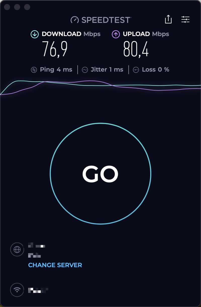 Initial speed of the internet service provider