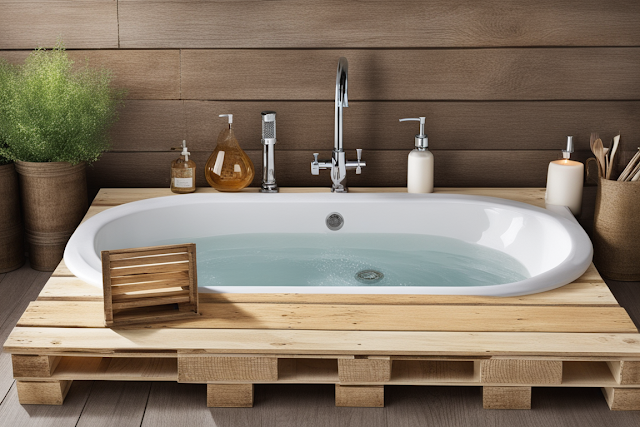 Rustic Pallet Bathtub Tray