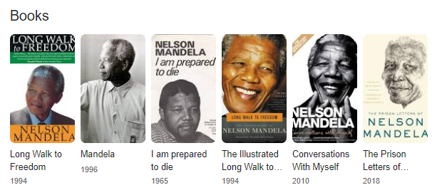 Books by or about Nelson Mandela 