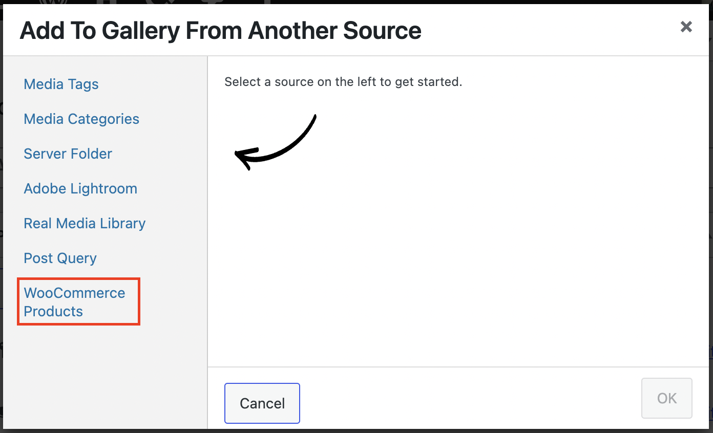 Add media to a gallery from another source