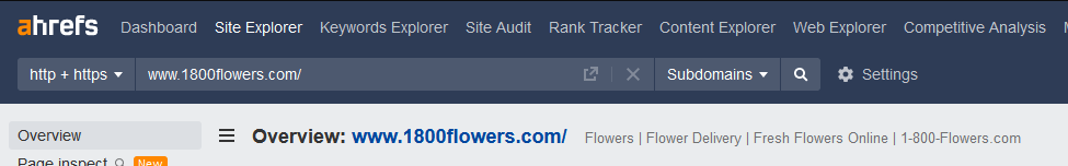 Ahrefs site explorer page