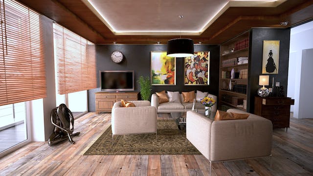 A furnished apartment living room.
