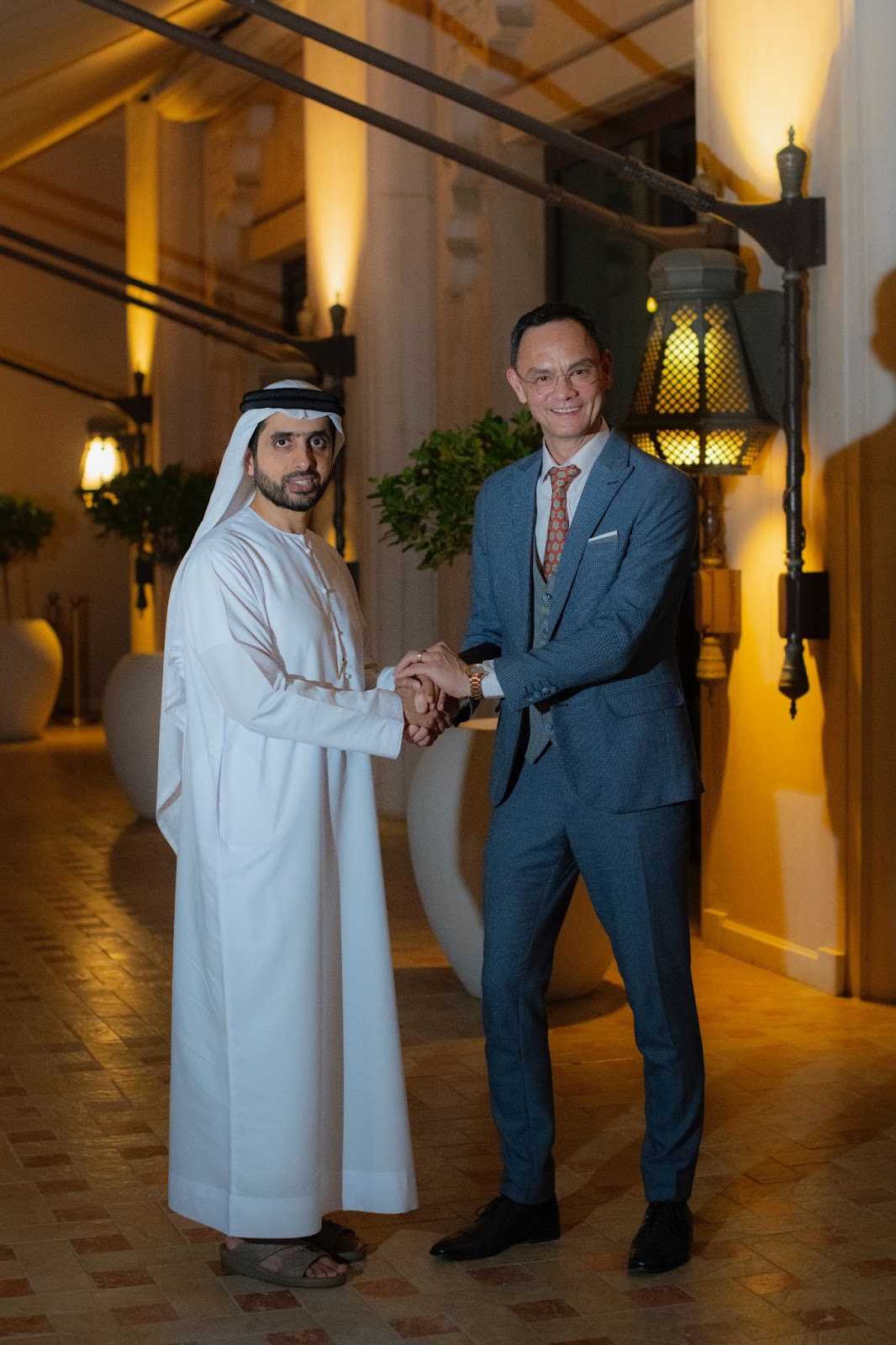 Chairman Alpha MBM Investments Sheikh Mohammed Bin Maktoum Bin Juma Al Maktoum with Venom Foundation CEO Christopher Louis Tsu