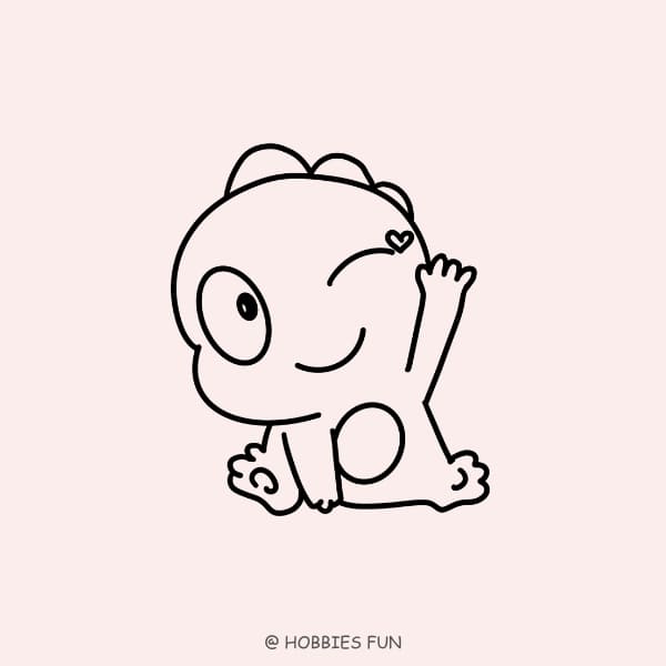 Baby Dinosaur Drawing, Baby Dinosaur Waving Hello
