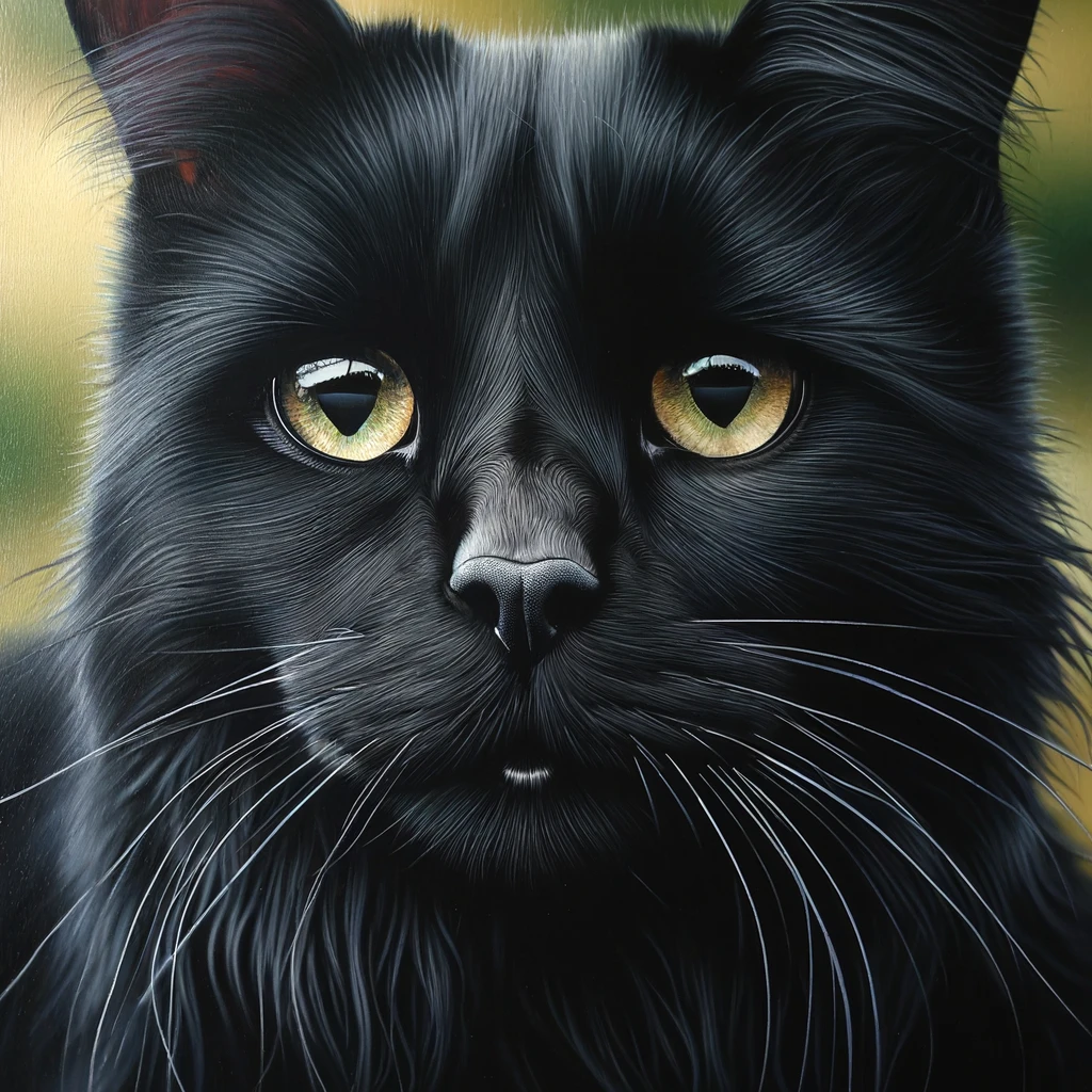 A photo of a black cat in photorealist style