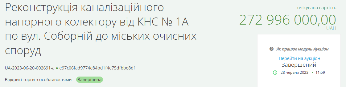 Реконструкція каналізаційного колектору із завищеними цінами на 28 млн грн