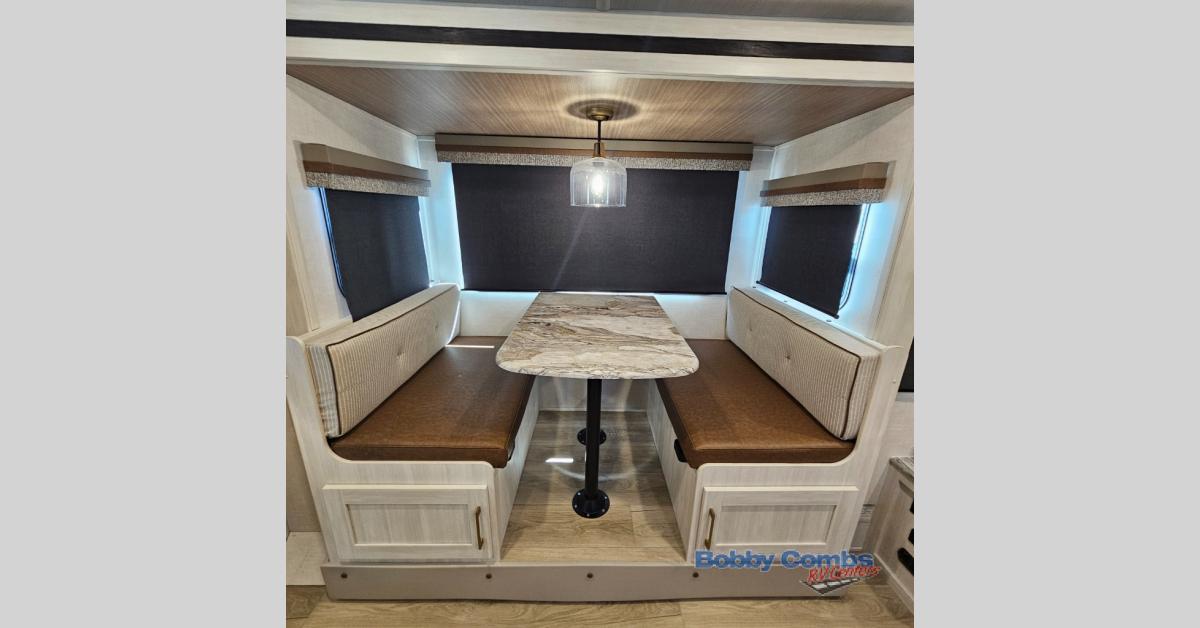 The dinette features plenty of seating and storage underneath.