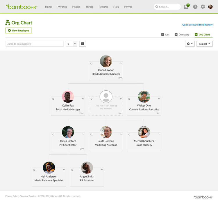 BambooHR org chart software