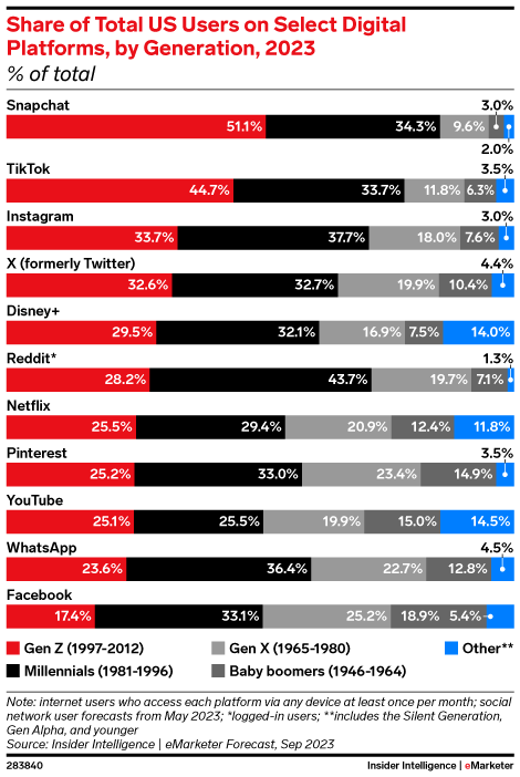 Social media users by age group