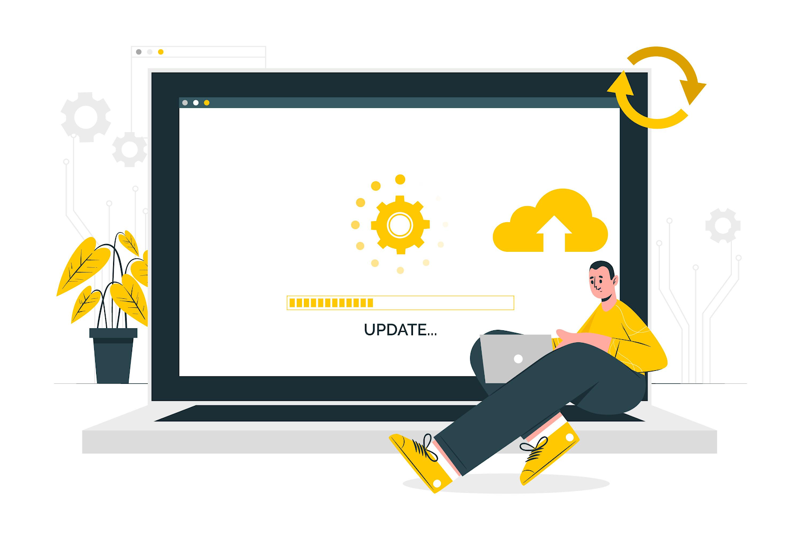 man waiting for a website to update animated picture