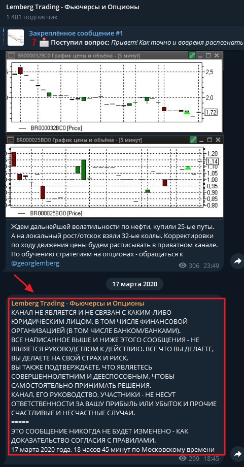 Отказ от ответственности в ленте Лемберг Трейдинг