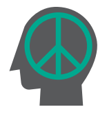A peace symbol in a head

Description automatically generated