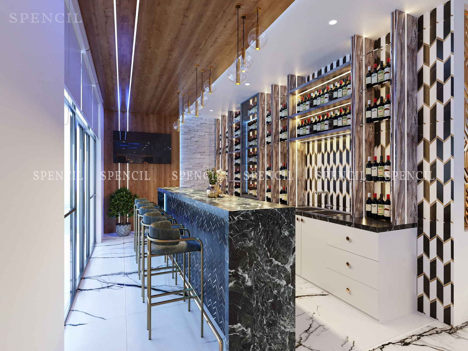 nail salon beverage bar design ideas