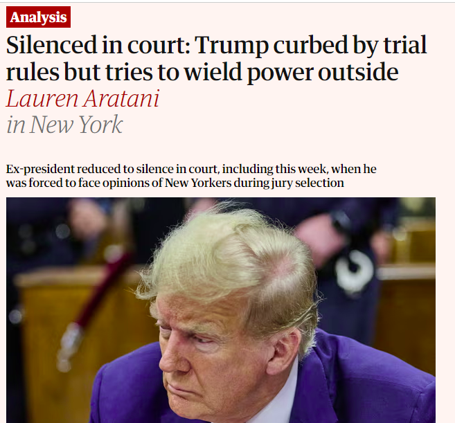 The Guardian Article With A Picture Showing Donald Trump - example of an impactful newspaper subheading