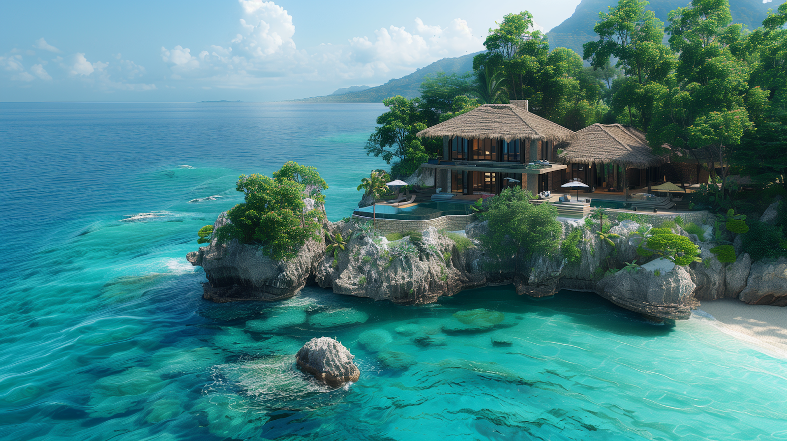 An exclusive villa with views of crystal clear waters