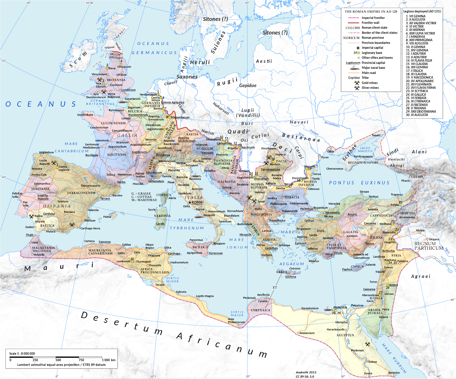 Hvilke land besto romerriket av?