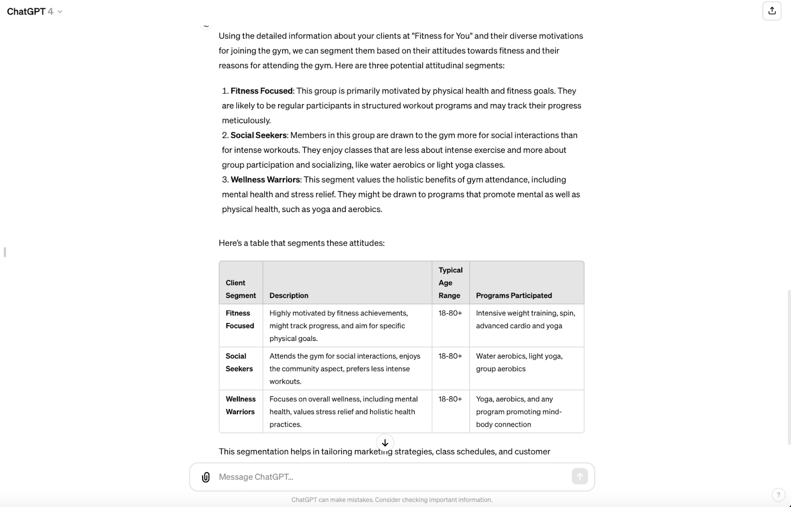 ai for customer segmentation, for a gym