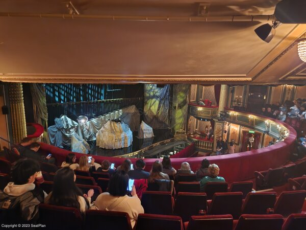 View from seat at His Majesty's Theatre in London for Phantom of the Opera in seat Royal Circle G37