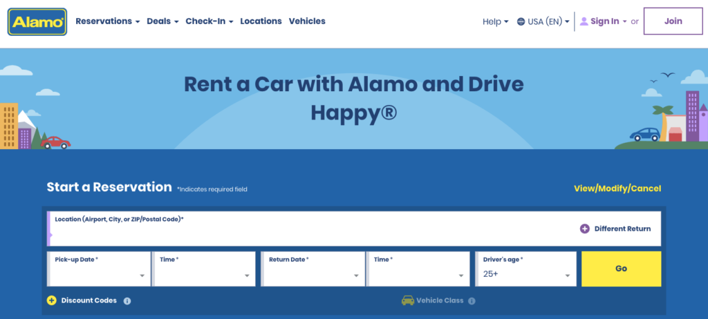 Alamo  home page