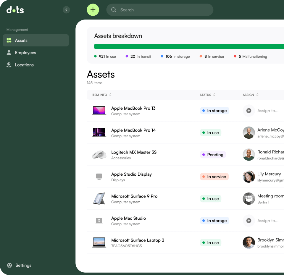Dots is one of the best ITAM tools for onboarding remote employees