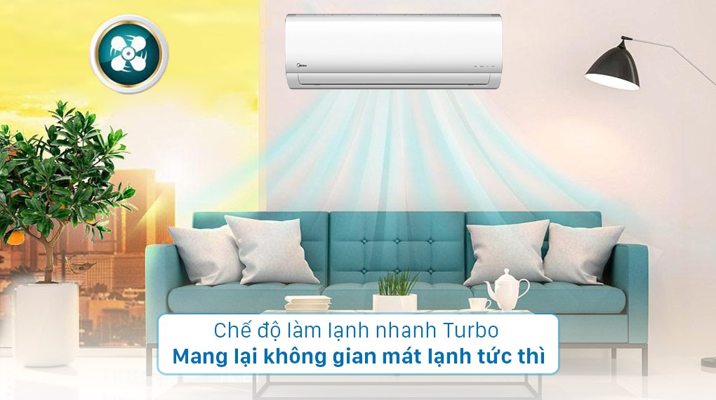 Bộ multi Midea 2 dàn lạnh 1 HP MSAFBU-09HRD và 1.5 HP MSAFBU-12HRD - Chế độ Turbo