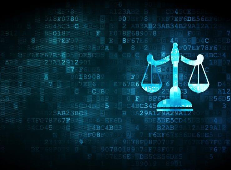 A blue scale of justice on a blue background

Description automatically generated