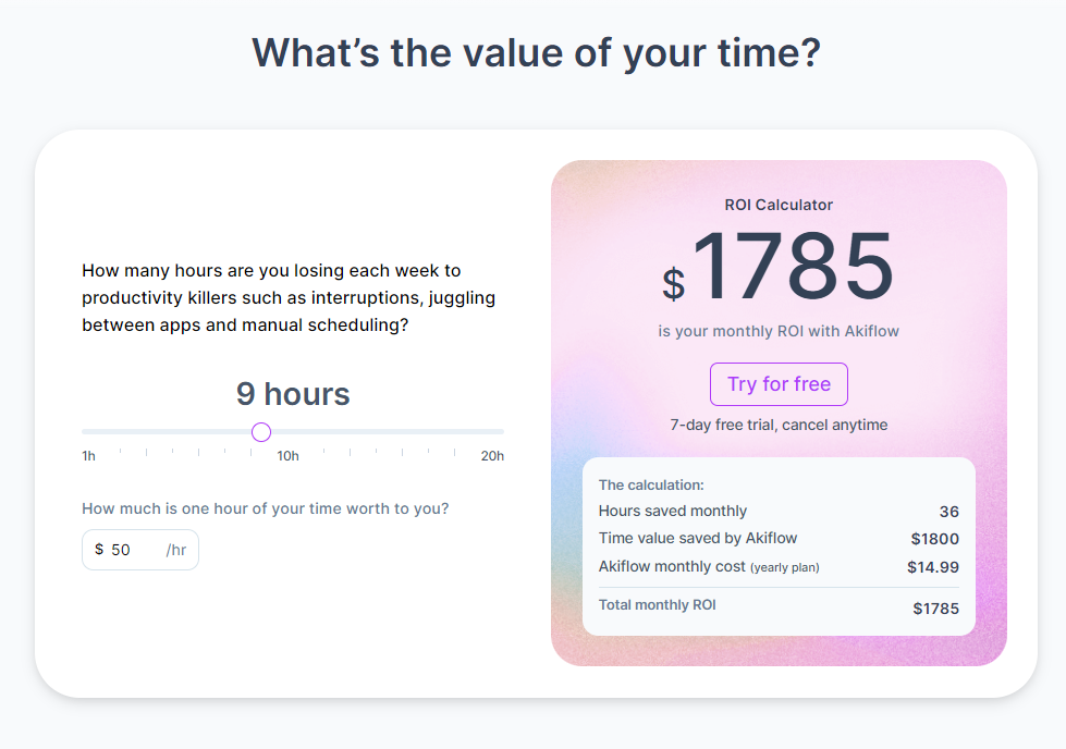 What's the value of your time with Akiflow