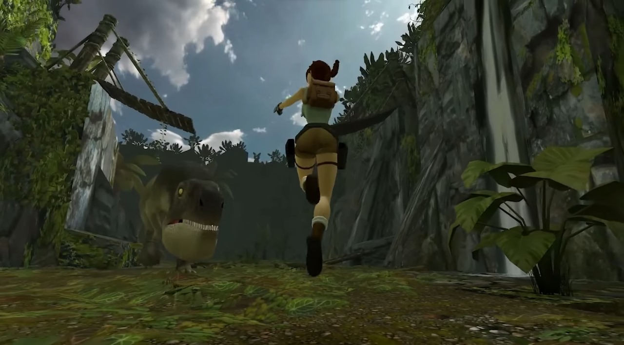 Lara Croft Fighting T-Rex in Tomb Raider 1-3 Remastered 