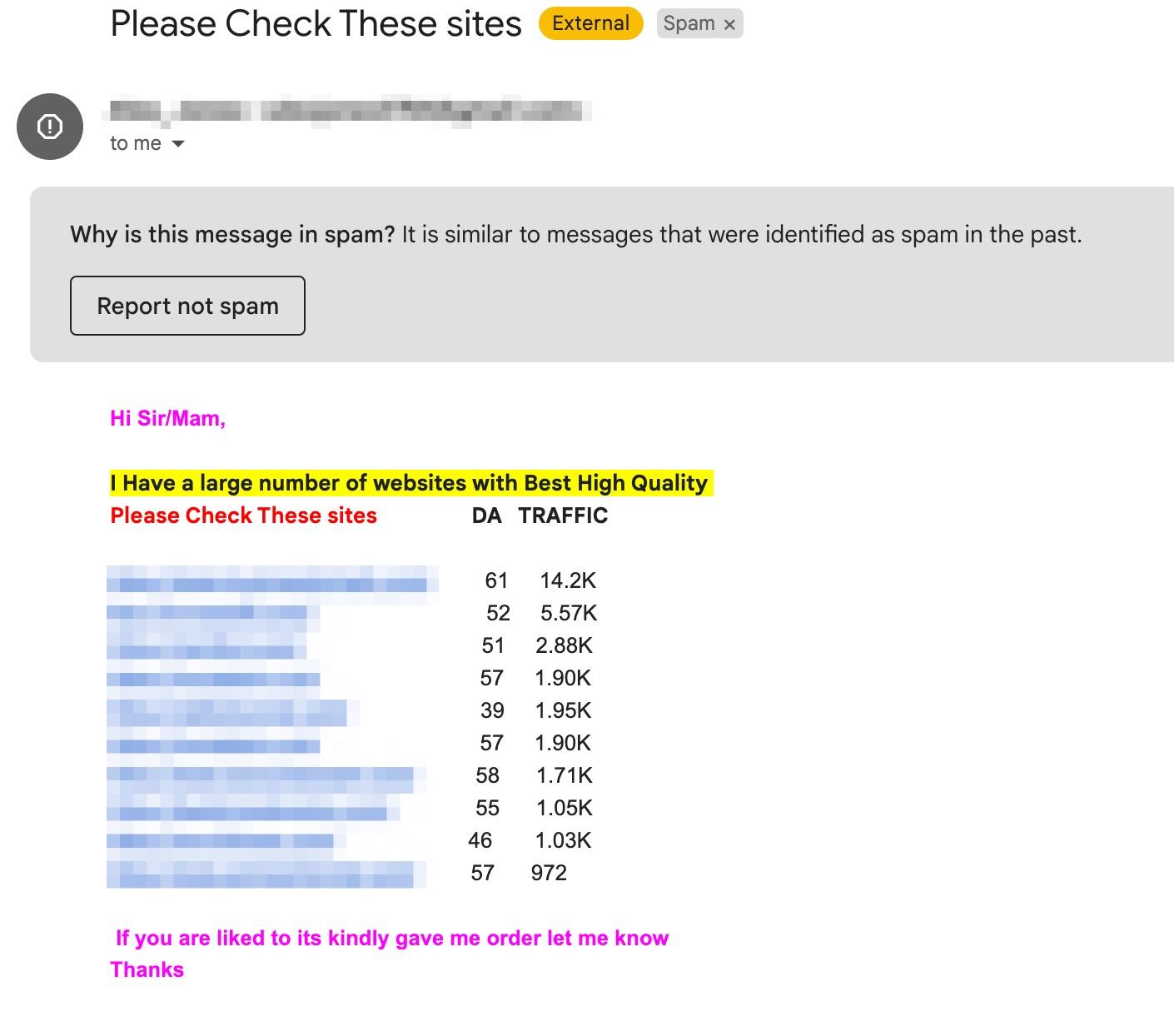 excessive buzzwords count as spam