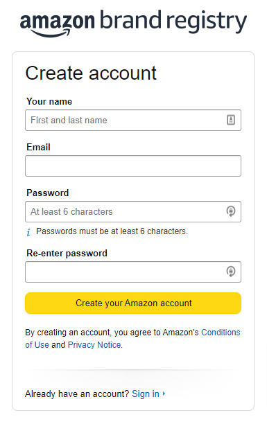How to find registry on amazon sign-up page.