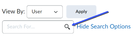 Arrow showing the Search button (a magnifying glass icon) to click